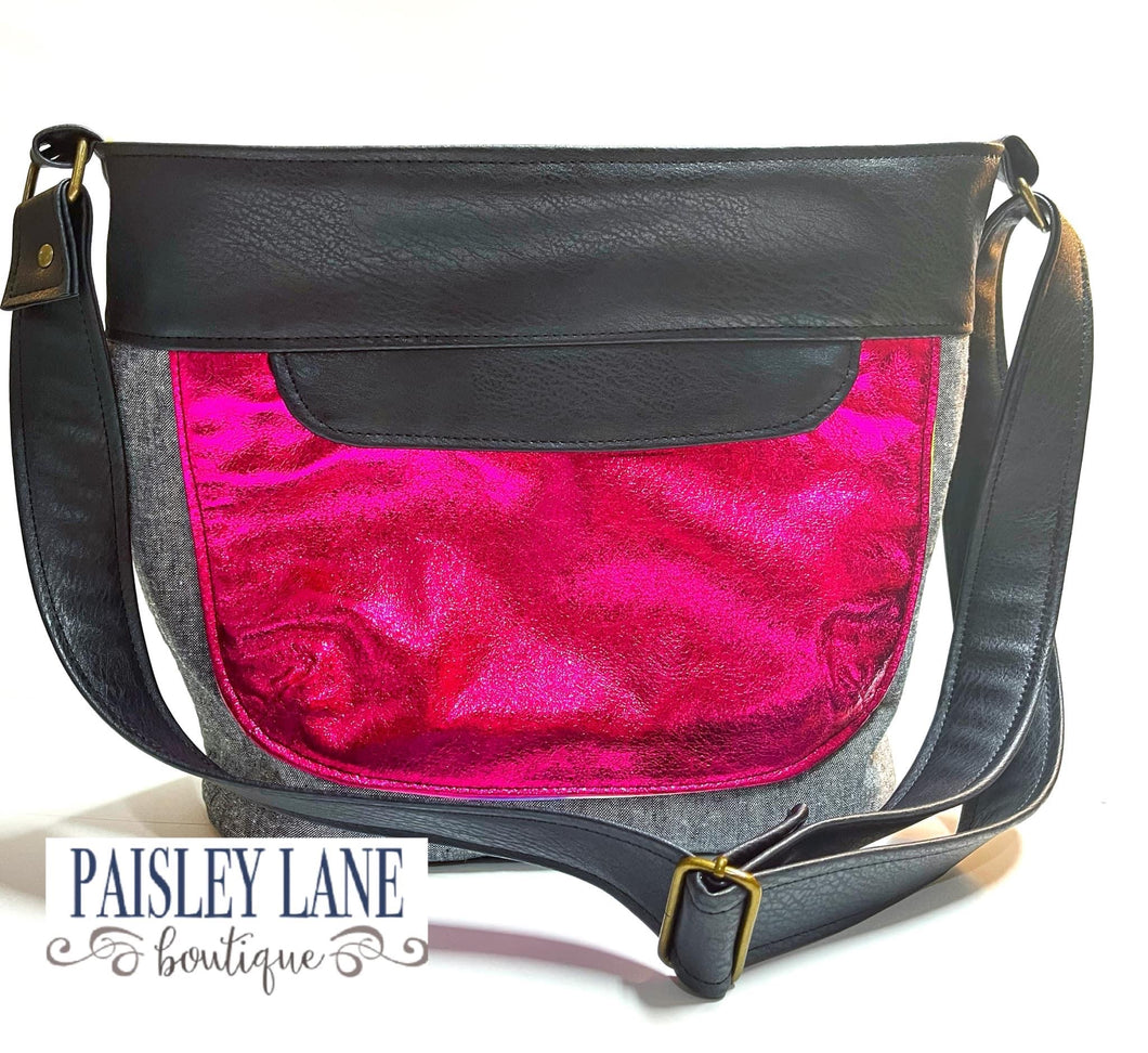 Custom Front Flap Handbag with Crossbody Strap