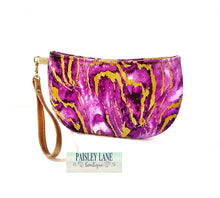 Load image into Gallery viewer, Pleated Clutch with Removable Wristlet Strap - Purple Gold
