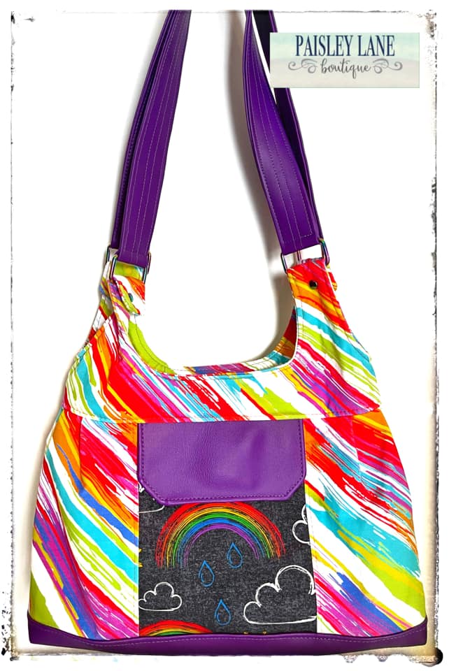 Rainbow Stripe with Rainbow Accent Panel Bag OOAK