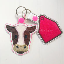 Load image into Gallery viewer, Glitter Cow Keychain
