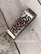 Load image into Gallery viewer, Black Floral Print Keychain
