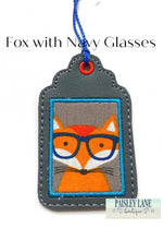 Load image into Gallery viewer, Fox with Navy Glasses Bookmark
